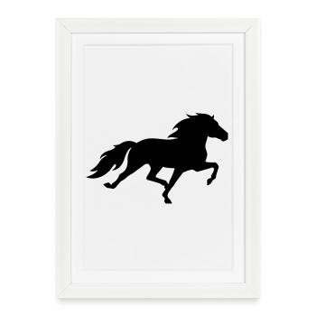 Cheval islandais dans le pass de course - Affiche encadrée (27 × 37 cm) - blanc - Devant