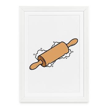 Rolling Pin Rolling Dough Roll Baking - Framed poster (27 × 37 cm) - white - Front