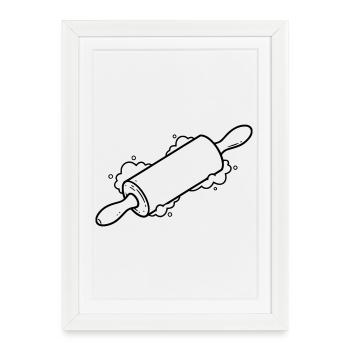 Rolling Pin Baking Roll Flour Outline - Framed poster (27 × 37 cm) - white - Front