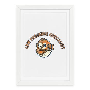 Poisson-globe spécialiste de basse pression - Affiche encadrée (27 × 37 cm) - blanc - Devant