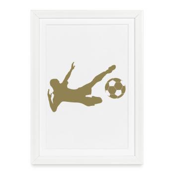 Silhouette minimaliste du joueur de football sur le côté - Affiche encadrée (27 × 37 cm) - blanc - Devant