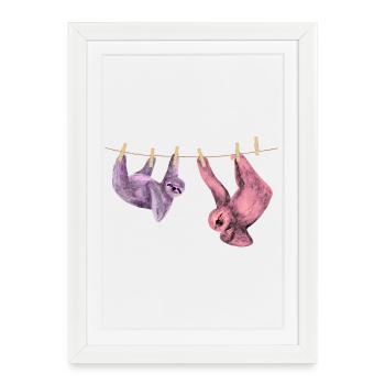 Idée cadeau avec un motif drôle d’animal paresseux - Affiche encadrée (27 × 37 cm) - blanc - Devant