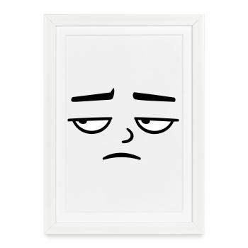Mürrisches Trauriges Enttäuschtes Gesicht Lustig - Gerahmtes Poster (27 × 37 cm) - Weiß - Vorne