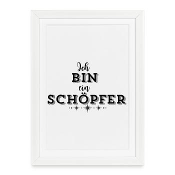 SCHÖPFERKRAFT – Deine Statement Mode - Gerahmtes Poster (27 × 37 cm) - Weiß - Vorne