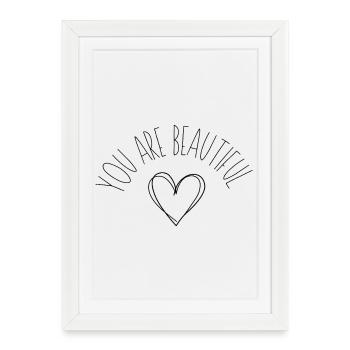 Heart Lines Silhouette - Framed poster (27 × 37 cm) - white - Front