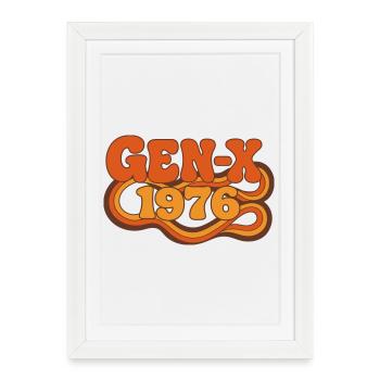 Gen-X 1976  Vintage Retro 50th Birthday Design - Affiche encadrée (27 × 37 cm) - blanc - Devant