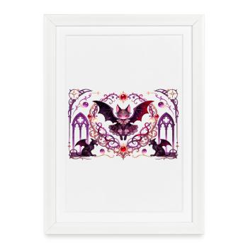Chat vampire gothique Dark Fantasy Design de sorcellerie - Affiche encadrée (27 × 37 cm) - blanc - Devant