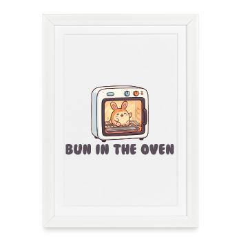 Pregnant woman in a bun in the oven – funny sw - Framed poster (27 × 37 cm) - white - Front