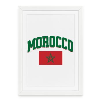 Football Rétro Design Sportif du Maroc - Affiche encadrée (27 × 37 cm) - blanc - Devant