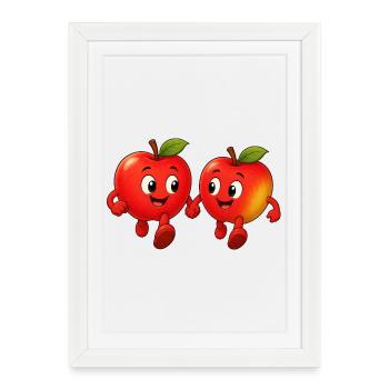 Deux pommes vont se promener - Affiche encadrée (27 × 37 cm) - blanc - Devant