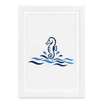 Minimalist Seahorse - Framed poster (27 × 37 cm) - white - Front