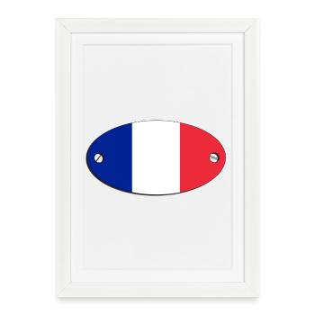 Drapeau ovale : emblème français.  France - Affiche encadrée (27 × 37 cm) - blanc - Devant