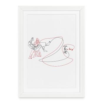 Le ki est essentiel dans l’aïkido Femme en art de ligne Aiki Otoshi - Affiche encadrée (27 × 37 cm) - blanc - Devant