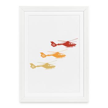 Hélicoptère Vintage - Affiche encadrée (27 × 37 cm) - blanc - Devant