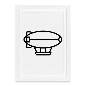 ballon dirigeable - Affiche encadrée (27 × 37 cm) - blanc - Devant