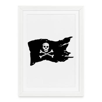 Pirate flag (colors can be customized!) - Framed poster (27 × 37 cm) - white - Front