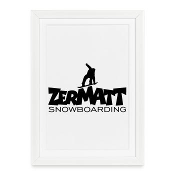 Zermatt Snowboarding - Affiche encadrée (27 × 37 cm) - blanc - Devant