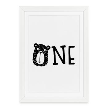 Finally One - Birthday - Gift - Bear - Birth - Framed poster (27 × 37 cm) - white - Front
