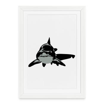 requin - Affiche encadrée (27 × 37 cm) - blanc - Devant