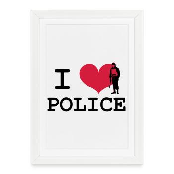 I Love Police - Framed poster (27 × 37 cm) - white - Front