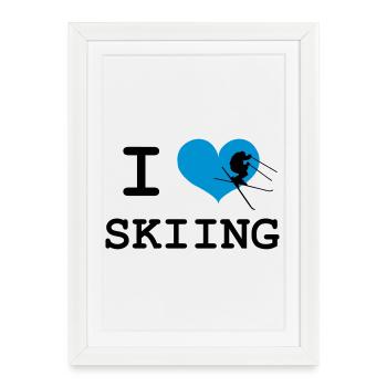 I Love Skiing - Affiche encadrée (27 × 37 cm) - blanc - Devant