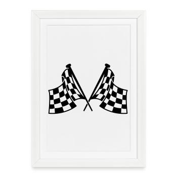 drapeaux de course - Affiche encadrée (27 × 37 cm) - blanc - Devant