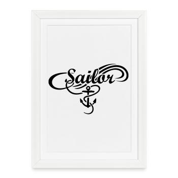 Sailor Waves Anchor Sail Sailing - Framed poster (27 × 37 cm) - white - Front