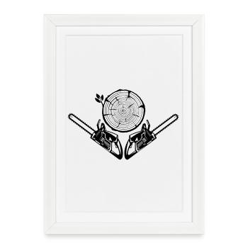 Modèle des tronçonneuses croisées - Affiche encadrée (27 × 37 cm) - blanc - Devant