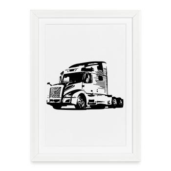 Camion camionneur US - Affiche encadrée (27 × 37 cm) - blanc - Devant