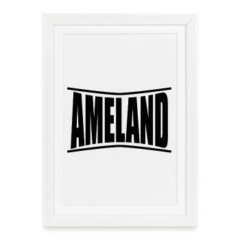 Ameland t-shirt Nederland pays-Bas - Affiche encadrée (27 × 37 cm) - blanc - Devant