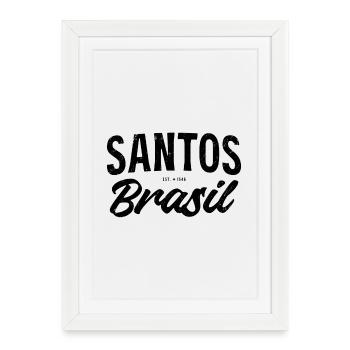 Santos Brasil Vintage Lettering - Framed poster (27 × 37 cm) - white - Front