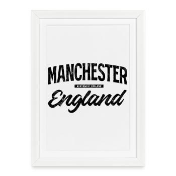 Lettrage vintage Manchester Angleterre - Affiche encadrée (27 × 37 cm) - blanc - Devant
