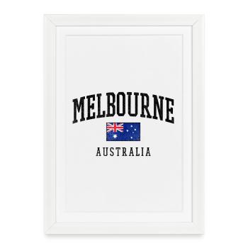 Melbourne, Australie, Conception du drapeau - Affiche encadrée (27 × 37 cm) - blanc - Devant