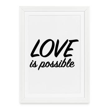 L’amour est possible - Message d’amour positif - Affiche encadrée (27 × 37 cm) - blanc - Devant