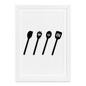 Wooden Spoon Set - Framed poster (27 × 37 cm) - white - Front