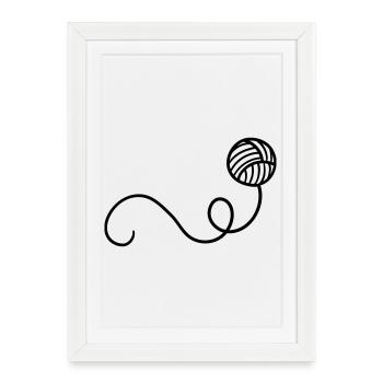 Boule de laine de dessin animé - Affiche encadrée (27 × 37 cm) - blanc - Devant