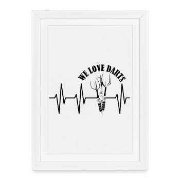 Nous aimons les fléchettes Symbole du logo de l’équipe du club de fléchettes - Affiche encadrée (27 × 37 cm) - blanc - Devant