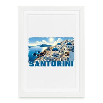 Santorin, Grèce, océan, volcan Akrotiri - Affiche encadrée (27 × 37 cm) - blanc - Devant