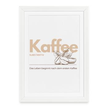 Café – La vie commence après le premier café - Affiche encadrée (27 × 37 cm) - blanc - Devant