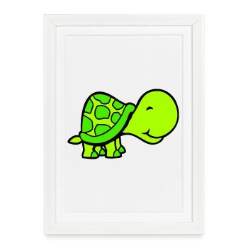 turtle cute smiling happy funny - Framed poster (27 × 37 cm) - white - Front