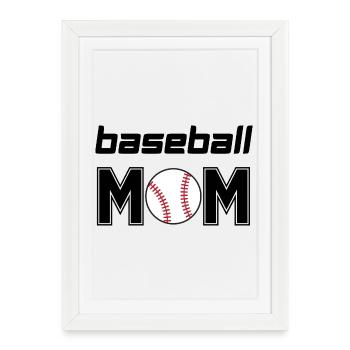 Maman de baseball - Affiche encadrée (27 × 37 cm) - blanc - Devant
