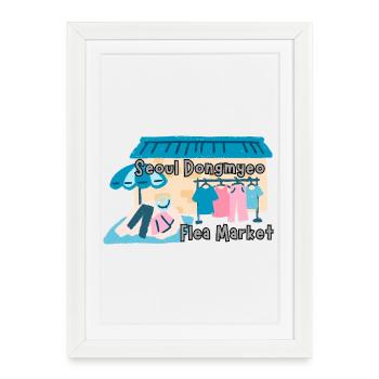 Marché aux puces de Dongmyo à Séoul – Korea Design - Affiche encadrée (27 × 37 cm) - blanc - Devant