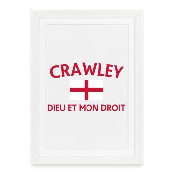 Crawley Crest avec Dieu et Mon Droit - Affiche encadrée (27 × 37 cm) - blanc - Devant
