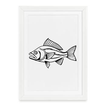 T-shirt Poisson Cadeau Angler - Affiche encadrée (27 × 37 cm) - blanc - Devant