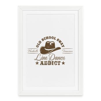 Old School Line Dance Addict - Musique Country - Affiche encadrée (27 × 37 cm) - blanc - Devant
