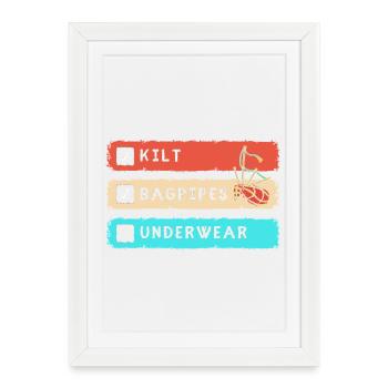 Kilt Scotland Scotland Jupe Tartan - Affiche encadrée (27 × 37 cm) - blanc - Devant