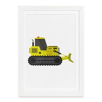 Bulldozer - Affiche encadrée (27 × 37 cm) - blanc - Devant