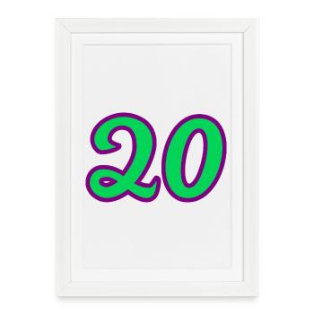 20. 20e ANNIVERSAIRE. ANNIVERSAIRE 20 ANS. 20 ANS. - Affiche encadrée (27 × 37 cm) - blanc - Devant