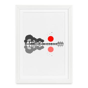Guitariste guitariste : Don musical de la nature miroir - Affiche encadrée (27 × 37 cm) - blanc - Devant