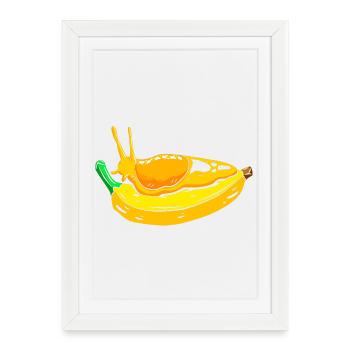 escargot banane - Affiche encadrée (27 × 37 cm) - blanc - Devant